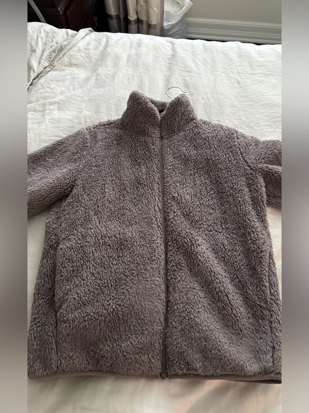 Uniqlo Fluffy Yarn Fleece Full-Zip Jacket brown size small - Picture 7 of 9